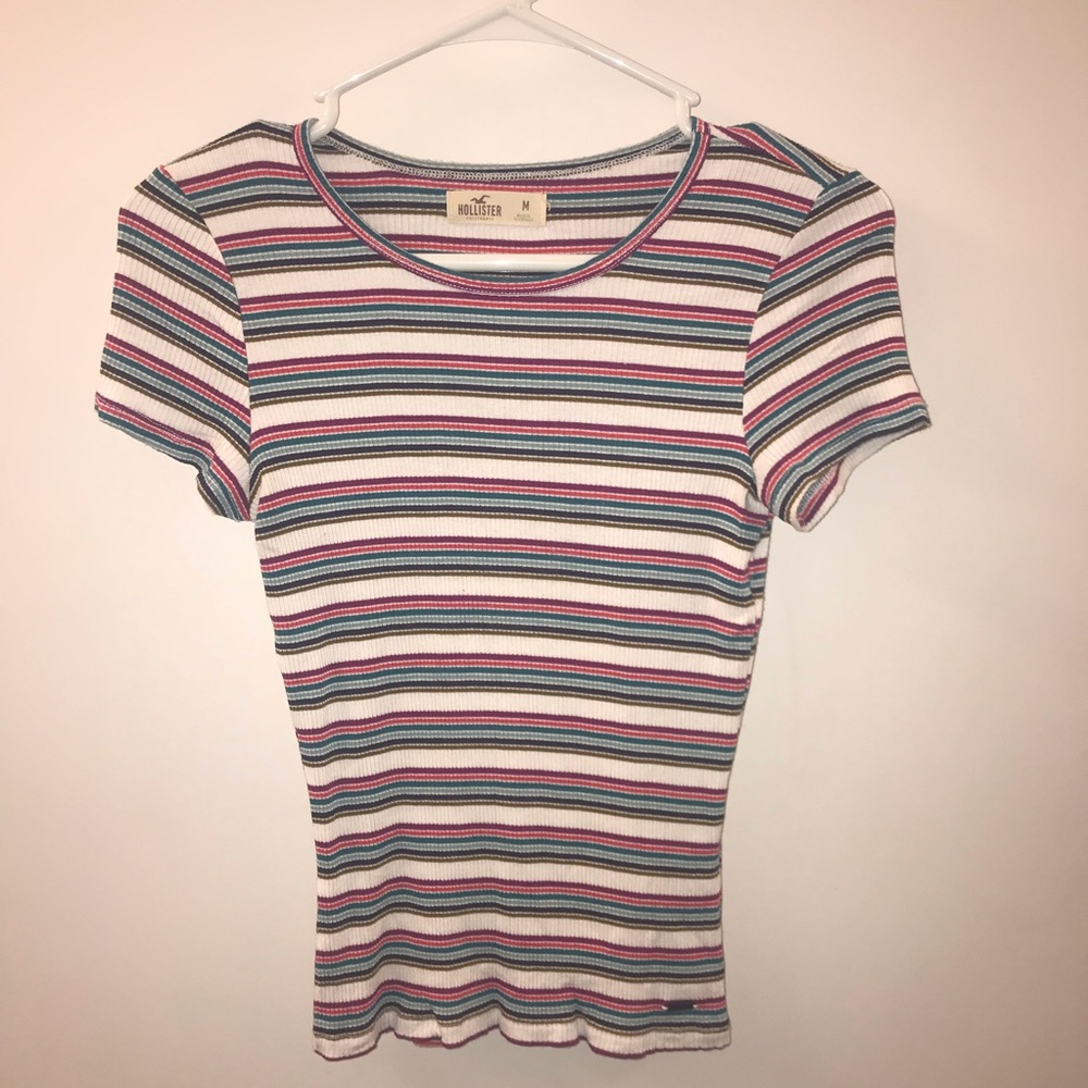 Hollister Ribbed Crop Top with Striped